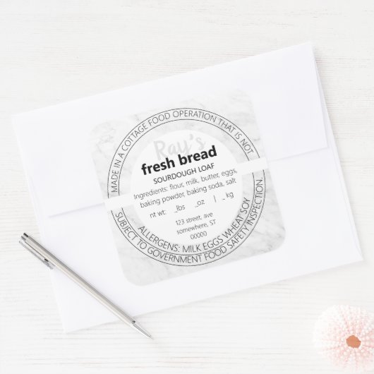 シンプル大理石コテージ法食品ラベルシール スクエアシール (封筒)