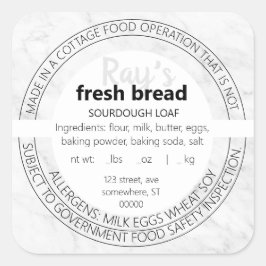 シンプル大理石コテージ法食品ラベルシール スクエアシール