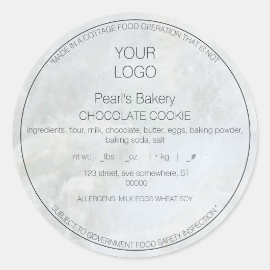 シンプル大理石コテージ法食品ラベルシール ラウンドシール (正面)