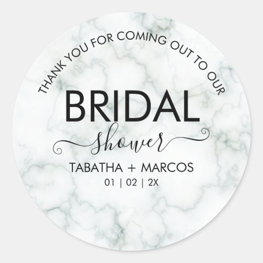 シンプル大理石スクリプトエレガントブライダルシャワー ラウンドシール (正面)