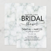 シンプル大理石スクリプトエレガントブライダルシャワー 招待状 (正面/裏面)