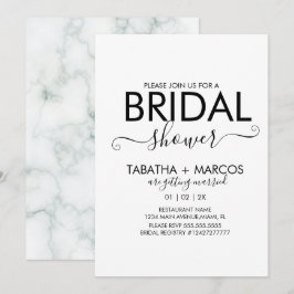 シンプル大理石パターンスクリプトブライダルシャワー 招待状