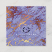 シンプル大理石ロゴパープル金ゴールドネイビーID672 スクエア名刺 (正面)