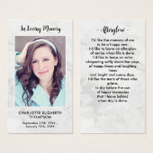 シンプル大理石写真追悼式祈りの言葉カード (正面&裏面)