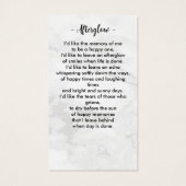 シンプル大理石写真追悼式祈りの言葉カード (裏面)