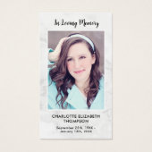 シンプル大理石写真追悼式祈りの言葉カード (正面)