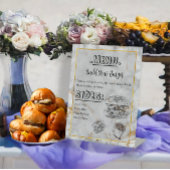 シンプル大理石金ゴールドエレガントなウェディングバーガーメニュー 台座サイン