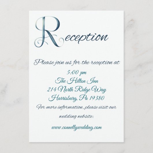 シンプル大Rウェディングレセプションカード エンクロージャーカード (正面)