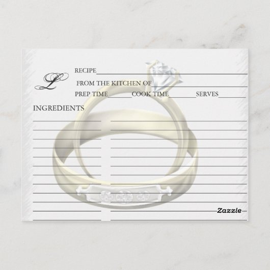 シンプル夫の妻のリング結婚レシピカード ポストカード (裏面)