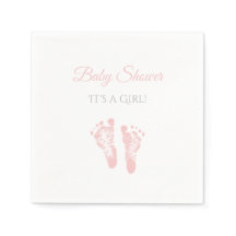 シンプル女の子の赤ちゃんシャワー大切ピンクの足跡