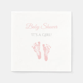 シンプル女の子の赤ちゃんシャワー大切ピンクの足跡 スタンダードカクテルナプキン