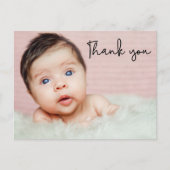 シンプル女の子シャワー誕生発表写真 ポストカード (正面)