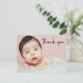 シンプル女の子シャワー誕生発表写真 ポストカード (スタンド正面)