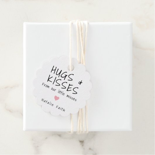 シンプル女の子ピンクハートかわいいベビーシャワー フェイバータグ (インサイチュ)