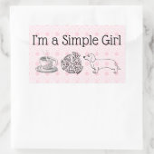 シンプル女の子 – コーヒー、ピザ&ドッグ（4枚） 長方形シール (バッグ)