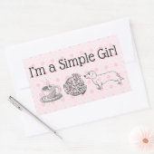 シンプル女の子 – コーヒー、ピザ&ドッグ（4枚） 長方形シール (封筒)