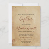 シンプル女エレガント素朴の洗礼 招待状 (正面)