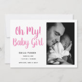 シンプル女児写真コラージュ誕生発表 案内状 (正面)