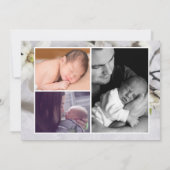 シンプル女児写真コラージュ誕生発表 案内状 (裏面)