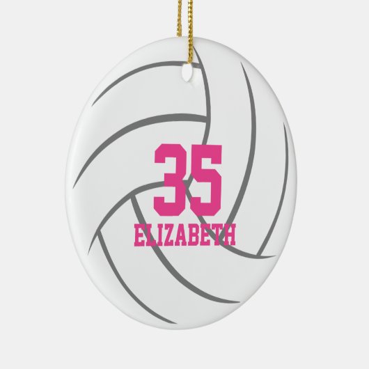 シンプル女子ミニマルパーソナライズされたバレーボール セラミックオーナメント (右)