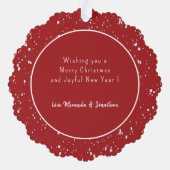 シンプル妊娠告知レッドオーナメントカード オーナメントカード (裏面)