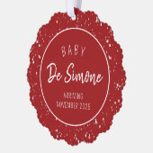 シンプル妊娠告知レッドオーナメントカード オーナメントカード (左)