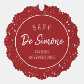 シンプル妊娠告知レッドオーナメントカード オーナメントカード (正面)