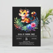 シンプル威厳のある虎誕生日 招待状 (スタンド正面)