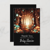 シンプル威厳のあるEnchanted Forest Baby Shower サンキューカード (正面/裏面)
