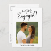 シンプル婚約の発表と日付の保存 ポストカード (正面/裏面)