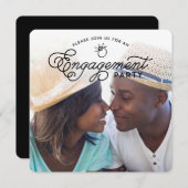 シンプル婚約パーティモダンフルフォトスクエア 招待状 (正面/裏面)