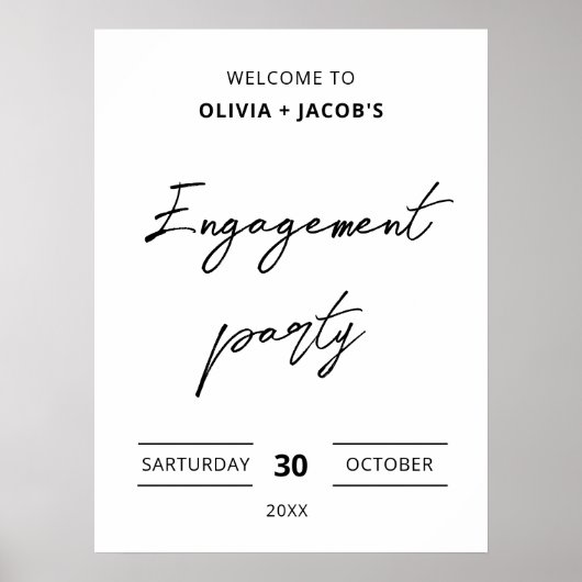 シンプル婚約パーティ歓迎婚約したパーティー ポスター (正面)