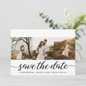 シンプル婚約モダン写真の保存日付 セーブザデート (スタンド正面)