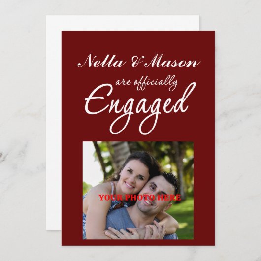 シンプル婚約写真のお知らせ 招待状 (正面/裏面)