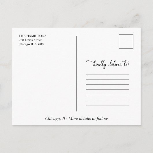 シンプル婚約発表婚約した写真 ポストカード (裏面)