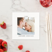 シンプル婚約結婚写真名日付 スタンダードカクテルナプキン (インサイチュ)