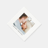 シンプル婚約結婚写真名日付 スタンダードカクテルナプキン (角)