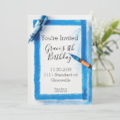 シンプル子供の誕生日パーティの招待状 セーブザデート (スタンド正面)