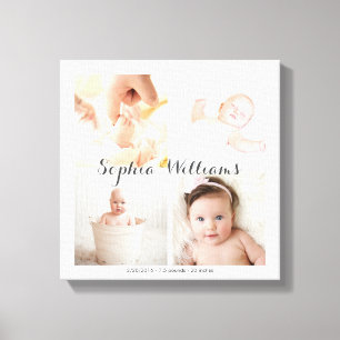 シンプル子供部屋モダン4カスタム写真ベビーコラージュ キャンバスプリント