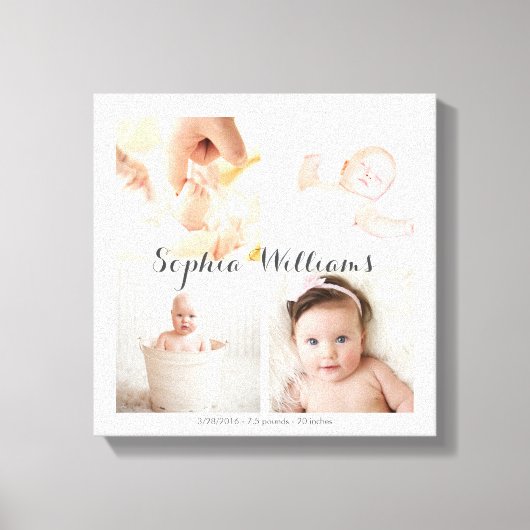 シンプル子供部屋モダン4カスタム写真ベビーコラージュ キャンバスプリント (正面)