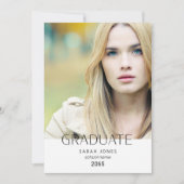 シンプル学生写真の卒業発表 招待状 (正面)