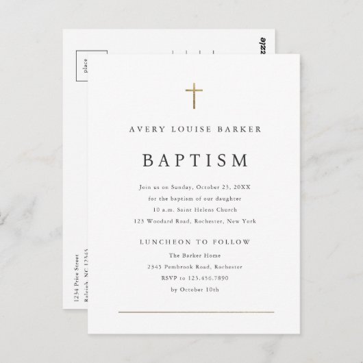 シンプル宗教ミニマルバプテスマ招待状 ポストカード (正面/裏面)