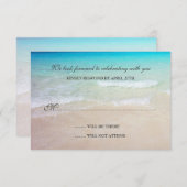 シンプル宛先ビーチ結婚式返信カード 出欠カード (正面/裏面)