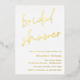 シンプル実在モダン金ゴールドブライダルシャワー 箔招待状