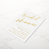 シンプル実在モダン金ゴールドブライダルシャワー 箔招待状 (回転した状態)