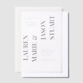 シンプル実在VELLUMオーバーレイタイポグラフィ結婚ズ ベラム紙招待状 (オフセット)