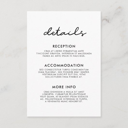 シンプル客結婚情報カード エンクロージャーカード (正面)