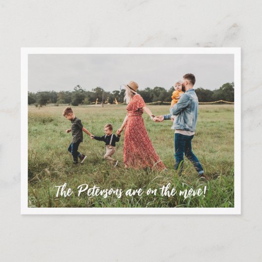 シンプル家族の写真の引越し案内はがき ポストカード (正面)