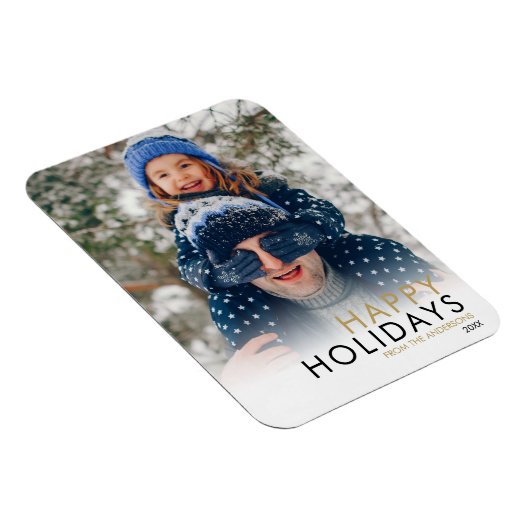 シンプル家族の写真クリスマスハッピーホリデー マグネット (右側)