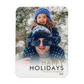 シンプル家族の写真クリスマスハッピーホリデー マグネット (縦)